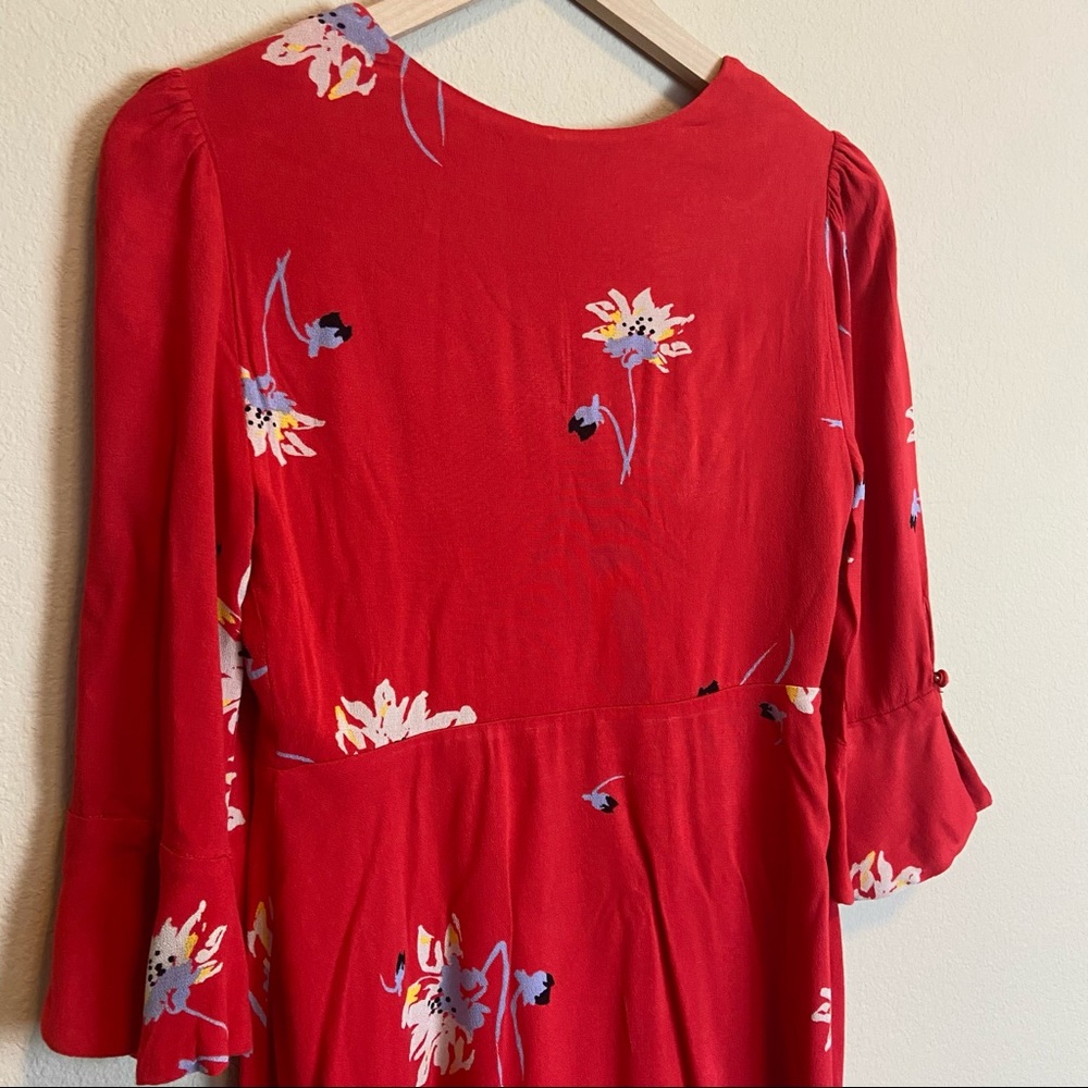 Free People Red V-neck Wrap Dress Size Small - Picture 8 of 9